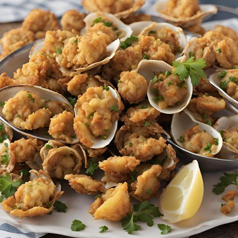 Fried Clams Recipe Fried Clams Recipe, Clams Recipe, Salad Potato, Angus Steak, Fried Clams, Homemade Tartar Sauce, Man Cooking, Clam Recipes, Seafood Salad