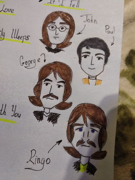 #JohnLennon #PaulMcCartney #GeorgeHarrison #RingoStarr #TheBeatles #EasyDrawing Beatles Drawing Easy, George Harrison Drawing, Beatles Drawing, Beatles Art, Paul George, Across The Universe, The Fab Four, Drawing Easy, Ringo Starr