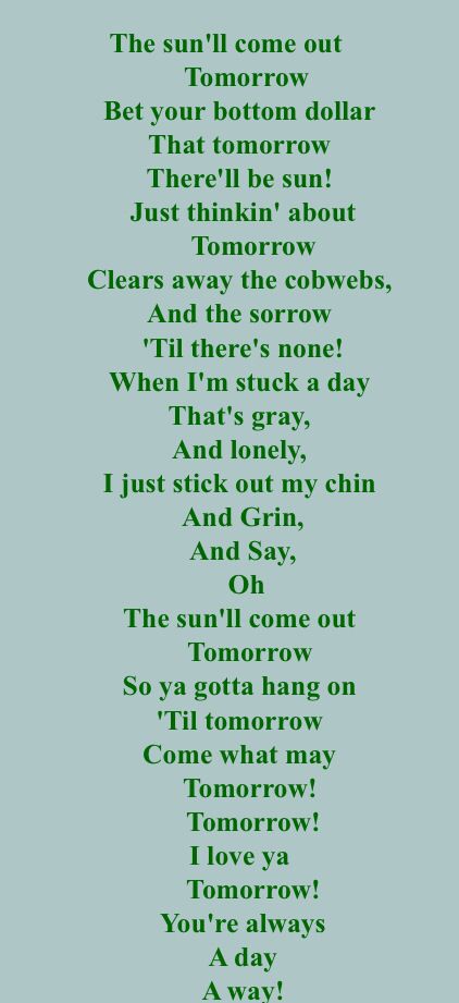 The sun will come out tomorrow :) The Sun Will Come Out Tomorrow, The Sun Will Come Out Tomorrow Tattoo, Tomorrow Lyrics, Types Of Research, Lullaby Lyrics, Children Songs, Great Song Lyrics, Preemies, Preschool Songs