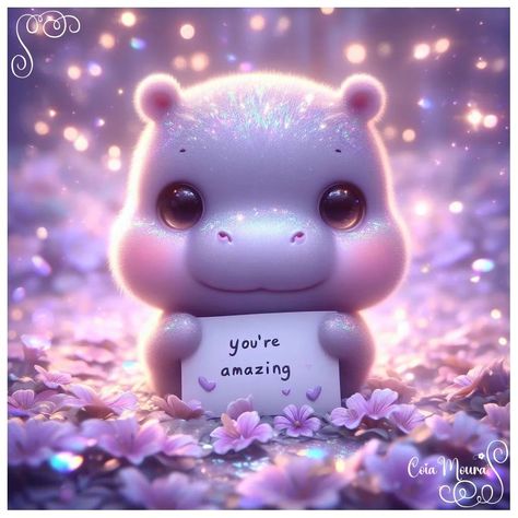 Thinking Of You Cute, I’m Thinking Of You, Thank You Cute, Animation Animals, Hippo Art, Precious Moments Coloring Pages, Whatsapp Stickers, Fashion Words, Animated Animals