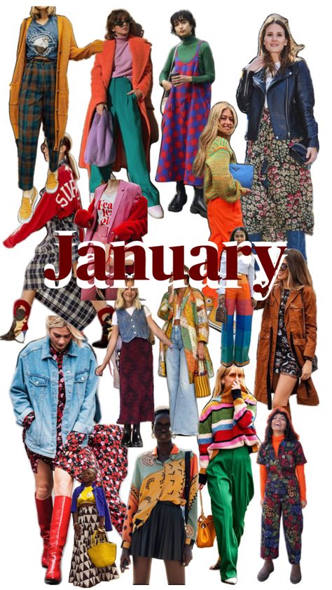 January 2024 style inspo Bright Colors Fashion, Colorful Wardrobe, Mum Fashion, Outfit Layout, Quirky Fashion, Fashion Figures, Elegante Casual, Mode Casual, January 2024