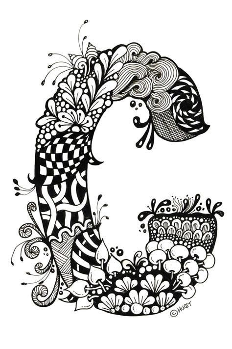 Zantangle Art, Doodle Art Letters, Cute Easy Paintings, Zentangle Artwork, Zen Style, Pattern Coloring Pages, Detailed Coloring Pages, Doodle Inspiration, Adult Colouring Pages