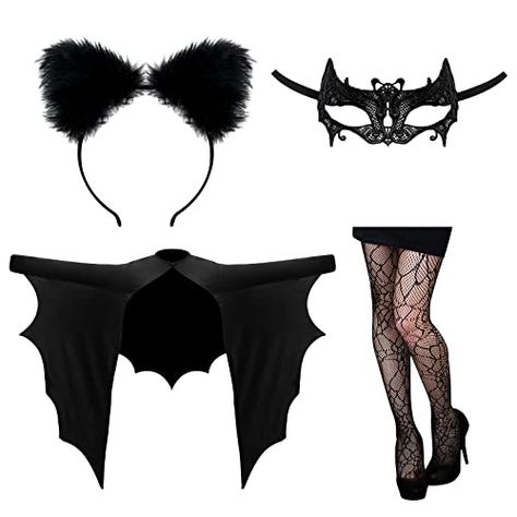 WILLBOND 4 Pcs Halloween Bat Costume Set Including Bat Cape Headband Mask Spider Stocking Women Costumes for Cosplay Party Adult Bat Costume, Halloween Bat Costume, Bat Cape, Bat Halloween Costume, Blonde Halloween Costume, Best Halloween Costumes Ever, Bat Mask, Teacher Halloween Costumes, Halloween Costumes For Teens Girls