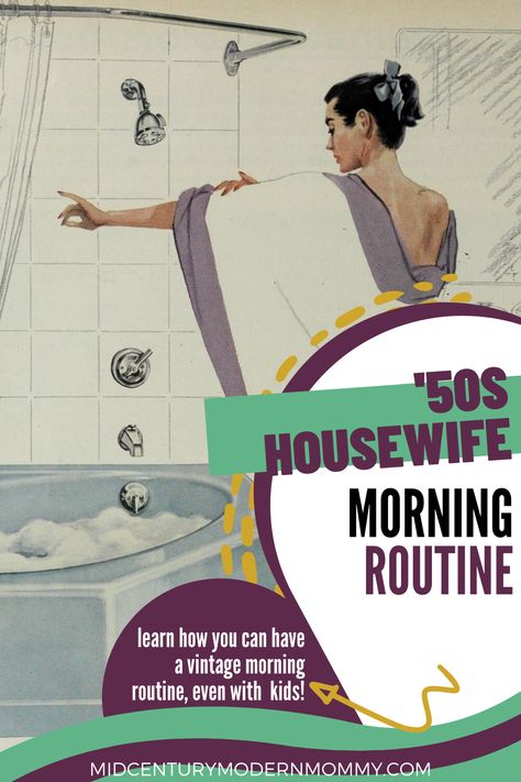 Vintage Housewife Art, 50s Housewife Schedule, 1950s Housewife Routine, 50s Housewife Outfit, Housewife Skills, 50s Housewife Aesthetic, 1950 Housewife, 1950s Lifestyle, 1950s Life