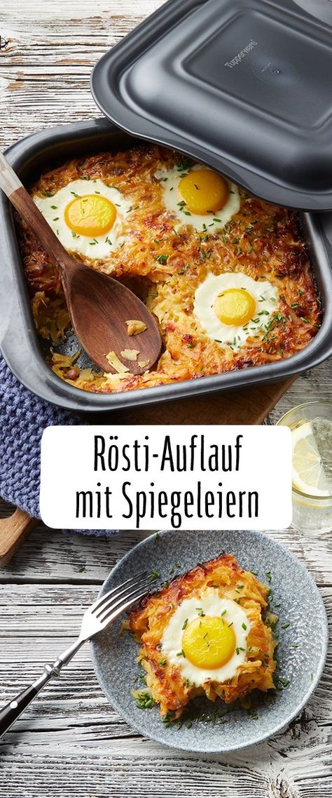 Rösti-Auflauf mit Spiegeleiern Mousse Dolce, Plats Healthy, Crock Pot Recipes, Huevos Fritos, Paleo Snacks, Banana Split, Salsa Verde, Tortellini, Fried Egg