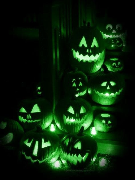 Neon Green Halloween Aesthetic, Green Halloween Aesthetic Wallpaper, Iphone Wallpaper Halloween, Green Pumpkins, Halloween Green, Halloween Wallpaper Iphone Backgrounds, Green Halloween, Scary Decorations, Halloween Background