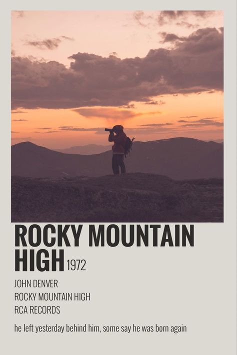 Song Polaroid, Song Posters, John Denver, Mountain High, Rca Records, Rocky Mountain, Music Poster, Rocky Mountains, Rocky