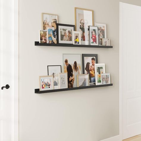 Amazon.com: Wallniture Denver 60" Picture Ledge Shelf Set of 2 for Living Room Decor, Black Long Floating Shelves for Dining Room, Hallway, Bedroom Wall Decor : Home & Kitchen Long Wall Shelf, Long Floating Shelf, Long Wall Shelves, Shelf Under Tv, Living Room Decor Black, Black Wall Shelves, Frames Collage, Picture Ledge Shelf, Long Floating Shelves