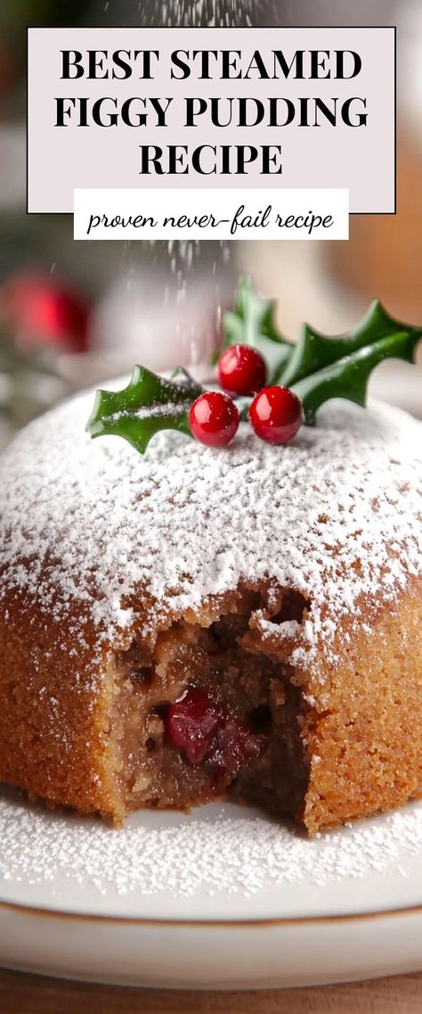 Image for Best Steamed Figgy Pudding Recipe English Steamed Pudding Recipe, Steamed Pudding Recipes British, Steamed Christmas Pudding Recipes, Fig Pudding Recipe, Light Winter Desserts, Traditional Figgy Pudding Recipe, Figgy Pudding Recipe Traditional, Steamed Pudding Recipes, Snow Pudding