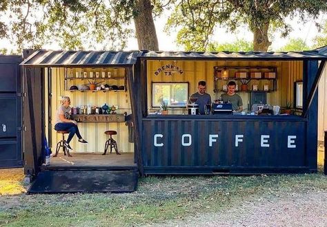 Shipping Container Restaurant, Shipping Container Cafe, Container Coffee Shop, Container Home Designs, Container Restaurant, Mobile Coffee Shop, Container Cafe, Small Coffee Shop, Container Bar