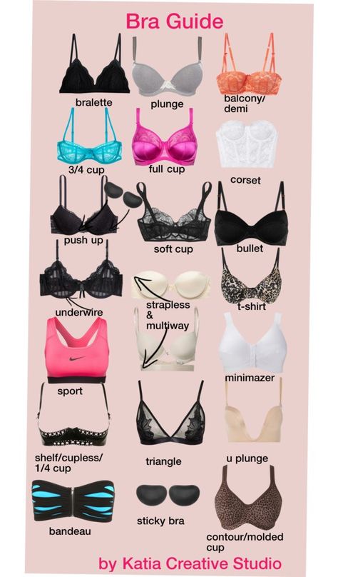 Bra Guide by Katia Creative Studio - https://katiacreativestudio.wordpress.com/2015/03/05/bra-guide-by-katia-creative-studio/ Bra Guide, Fashion Terminology, Mode Tips, Mode Hippie, Clothing Guide, Fashion Dictionary, Fashion Terms, Fashion Vocabulary, Fashion Hacks Clothes