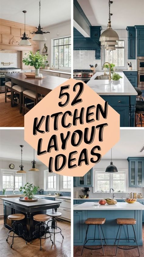 50 kitchen layout ideas to help you design your dream kitchen. #kitchen #kitchendesign #kitchenremodel https://www.theworldaccordingtome.org/1963860_15-kitchen-ideas-to-transform-your-space/?15-kitchen-remodel-ideas-to-improve-your-home Double Island Kitchen Layout, Small Galley Kitchen Designs, G Shaped Kitchen, Galley Kitchen Layout, Best Kitchen Layout, Small Galley Kitchen, One Wall Kitchen, Kitchen Layout Ideas, Beautiful Bedroom Colors