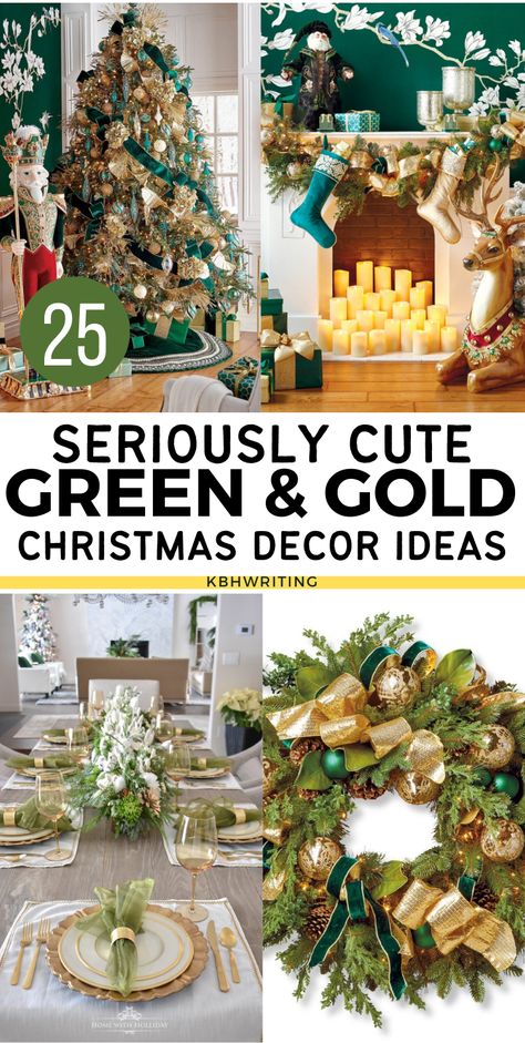 Green Gold Christmas Decor, Green And Gold Christmas Decor, Green And Gold Christmas Tree, Gold Christmas Decor Ideas, Green Gold Christmas, Gold Holiday Decor, Green And Gold Christmas, Green Christmas Decorations, Christmas Table Runner Pattern