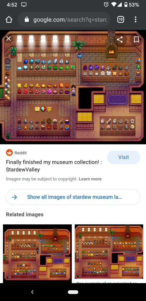 Stardew Valley Complete Museum, Finished Museum Stardew Valley, Stardew Museum Collection, Stardew Valley Donation Layout, Organized Museum Stardew, Rainbow Museum Stardew, Museum Stardew Valley Layout, Stardew Museum Layout Complete, Museum Organization Stardew