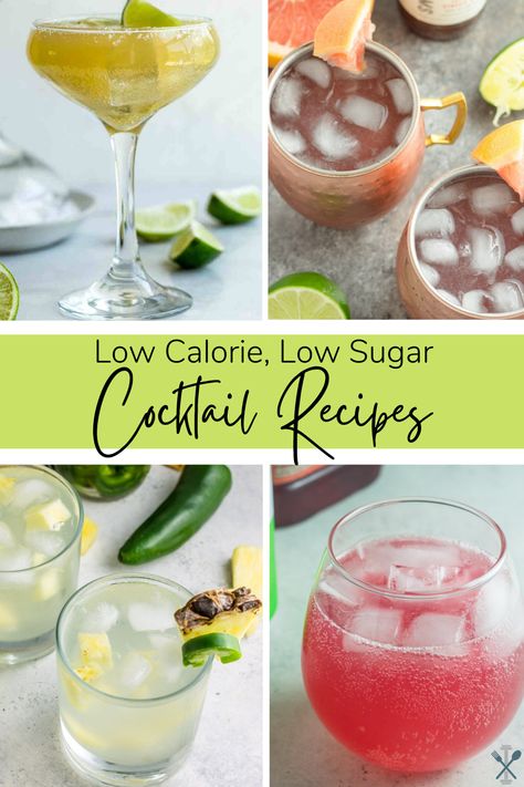 Low Sugar Low Calorie Cocktails - Physical Kitchness Low Sugar Mixed Drinks, Low Sugar Cocktails, Low Calorie Vodka Cocktails, Low Calorie Mixed Drinks, Low Sugar Alcoholic Drinks, Low Sugar Alcohol, Light Summer Drinks, Low Calorie Alcohol, Low Cal Drinks