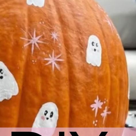 Fingerprint Ghost Pumpkin, Fingerprint Pumpkin Painting, Thumb Print Pumpkin Painting, Fingerprint Pumpkin, Cute Painted Pumpkin Ideas, Fall Parties, Painted Pumpkin, Thumb Prints, Shandy