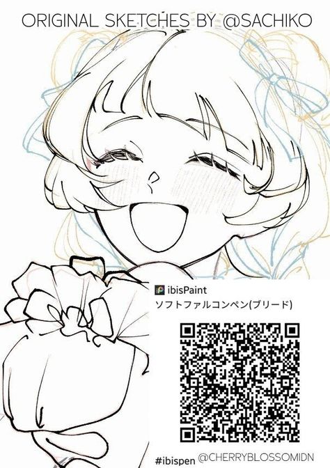 Ibispaint X Sketch Brushes, Brushes For Sketching Ibis Paint, Aesthetic Ibis Paint Brush, Ibspaint Qr Brushes Lineart, Ibis Sketch Brush Code, Sketching Ibis Paint Brush, Anime Ibis Paint Brush, Cute Oc Designs, Paint Ibis Paint Brush