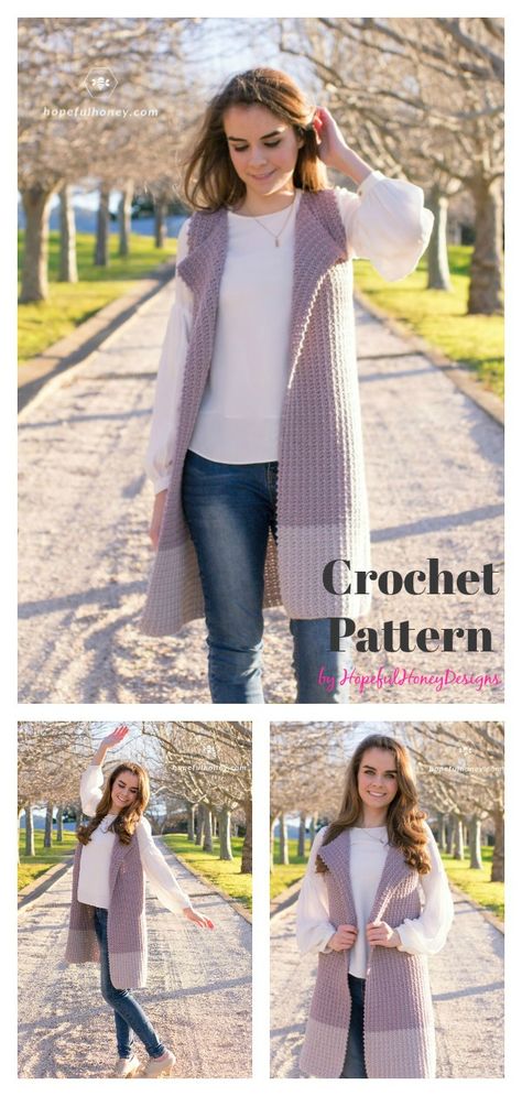 Long Sleeveless Cardigan Crochet Patterns Summer Blouse Designs, Sleeveless Vest Pattern, Long Vest Pattern, Crocheted Sweaters, Crochet Vest Pattern Free, Long Sleeveless Cardigan, Cardigan Sweater Pattern, Crochet Blouse Pattern, Vest Pattern Free