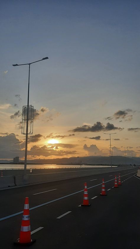 Sunset in the Philippines Longest bridge, Cebu Cebu Night View, Cebu City Lights, Cebu At Night, Cebu Aesthetic, City Core, Bridge Sunset, Aesthetic View, Night Video, Cebu City