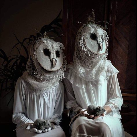 i love customer photos #barnowl #creepy #maskart #crookedcrowmasks Couple's Costume, Masks For Halloween, Crow Design, Bird Makeup, Halloween Office Party, Crow Mask, Crow Costume, Creepy Masks, Creepy Animals