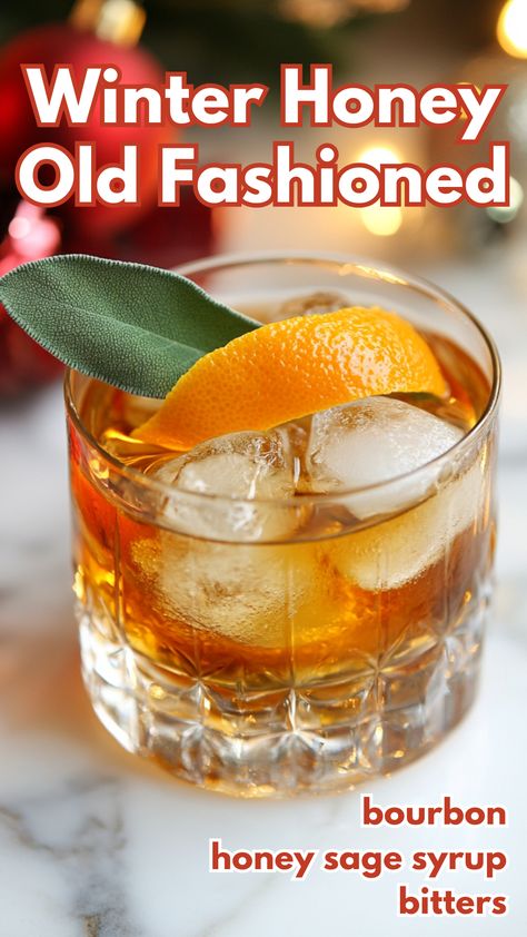 The Winter Honey Old Fashioned cocktail is a warm and earthy drink that’s perfect for cold evenings. Featuring smooth bourbon, fragrant honey sage syrup, and a hint of citrus from an orange twist, this cocktail is a balanced blend of cozy and refined flavors.
#winterhoneyoldfashioned via @mybartender Honey Old Fashioned Cocktail, Honey Old Fashioned, Honey Syrup For Cocktails, Honey Bourbon Cocktail, Old Fashioned Simple Syrup Recipe, Warm Alcoholic Drinks Winter, Holiday Old Fashioned Cocktail, Christmas Old Fashioned Cocktail, Drinks With Bourbon