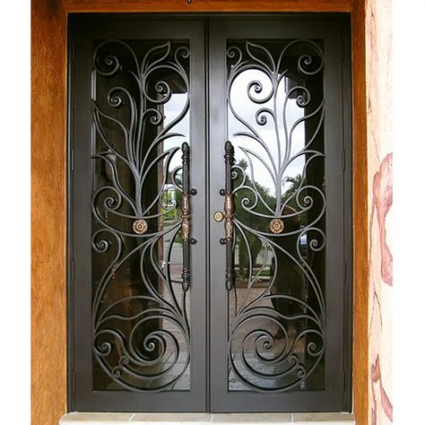 Oem Double Wrought Iron Front Doors Main Entrance Double Security Doors Exterior Entrance Stainless Steel And Iron Security Door - Buy Iron Security Doors,Main Entrance Double Security Doors,Security Doors Exterior Entrance Product on Alibaba.com Ornamental Iron Work, Wrought Iron Glass Door, Wrought Iron Security Doors, Iron Security Doors, Wrought Iron Front Door, Impact Doors, Iron Front Door, Iron Entry Doors, Entry Doors With Glass