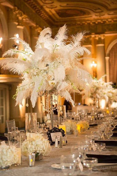 Great Gatsby Centerpieces, Gatsby Centerpieces, 1920s Hollywood, Luxury Event Decor, Gatsby Birthday Party, Seating Chart Wedding Diy, Gatsby Wedding Dress, 1920s Wedding Theme, Great Gatsby Themed Wedding