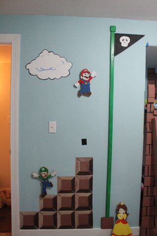 Mario Bros Room, Nintendo Room, Furniture Ideas Bedroom, Super Mario Room, Mario Room, Mario Theme, Boys Game Room, Home Decor Ideas Bedroom, Super Mario Bros Birthday Party