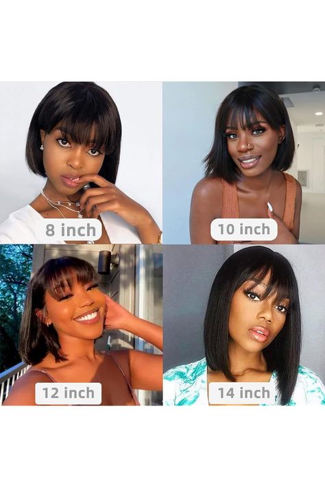 NICMISS Short Bob Wig Human Hair With Bangs None Lace Front Wigs Machine Made 12 Inch Brazilian Virgin Straight Bob Wigs for Black Women Human Hair Glueless Natural Color Bob Wigs For Black Women, Hairstyles Color, Short Straight Bob, Wigs Short, Hair With Bangs, Straight Bob, Wig Human Hair, Short Bob Wigs, Bob Wig