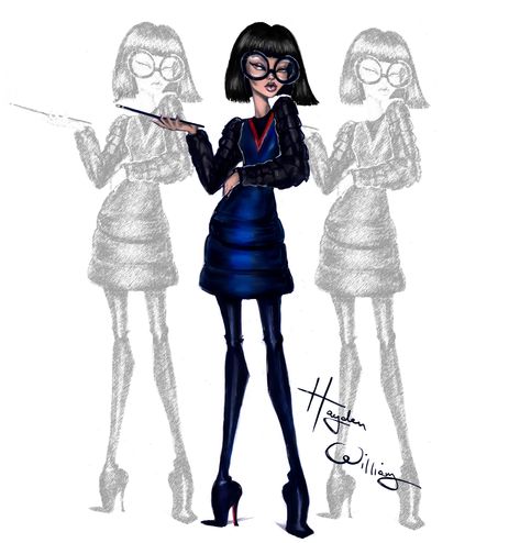 https://flic.kr/p/27NZs9f | #EdnaMode by Hayden Williams #TheIncredibles #Incredibles2 #NoCapes #Disney #Pixar Edna Mode, Hayden Williams, Dress Drawing, Fashion Design Drawings, Disney Fan Art, Cute Disney, Disney Style, Fashion Sketches, Fashion Drawing