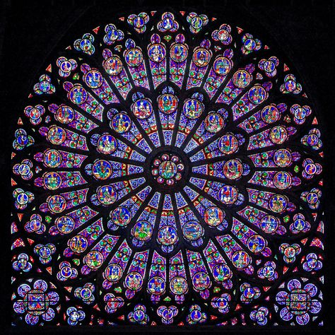 Notre-Dame de Paris, the north rose window Temple Aesthetic, L'art Du Vitrail, Stained Glass Rose, Rose Window, Gothic Rose, Church Windows, Church Architecture, Glass Designs, Sacred Places