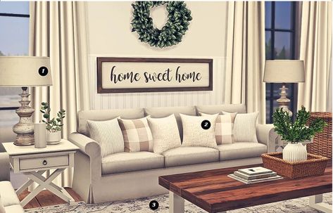 (99+) Blooming Rosy: Archive on Tumblr Sims 4 Modern Farmhouse, Living Room Sims 4, Sims 4 Cottage, Modern Farmhouse Furniture, Farmhouse Wallpaper, Furniture Cc, Sims 4 Kitchen, Bedroom Inspirations Minimalist, Modern Farmhouse Bedroom