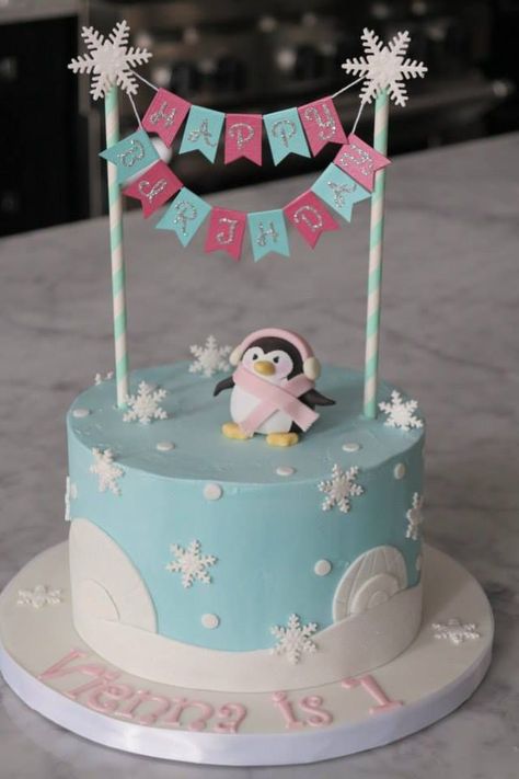 Winter Wonderland 1st Birthday Girl Cake, Winter Wonderland 1st Birthday Boy, Wonderland 1st Birthday Girl, Winter Wonderland 1st Birthday Girl, Penguin Birthday Party Decorations, 1st Birthday Girl Cake, Penguin Themed Birthday Party, 1st Birthday Boy Cake, Winter Wonderland 1st Birthday