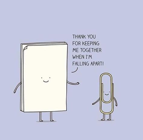 Funny Pun Thanks For Keeping Me Together - Paperclip & Paper - Office Humor Cute Puns For Boyfriend, Punny Cards, Love Puns, Cute Puns, Pun Card, Cute Jokes, Funny Illustration, Funny Doodles, Gifts Cards