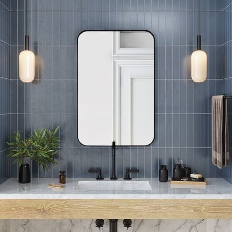 Modern Contemporary Bathroom, Metal Frame Mirror, Contemporary Bathroom Vanity, Double Bathroom Vanity, Rectangle Mirror, Rectangular Mirror, Framed Mirror Wall, Bathroom Vanity Mirror, Mirrors Wayfair