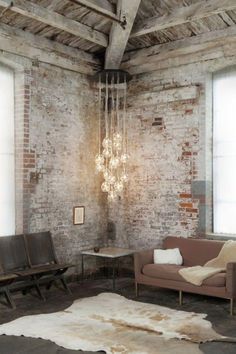 Industrial Decor Living Room, Industrial Style Living Room, Industrial Living, Industrial Livingroom, Industrial Interior Design, Industrial Interiors, Exposed Brick Walls, Brick Walls, Industrial House