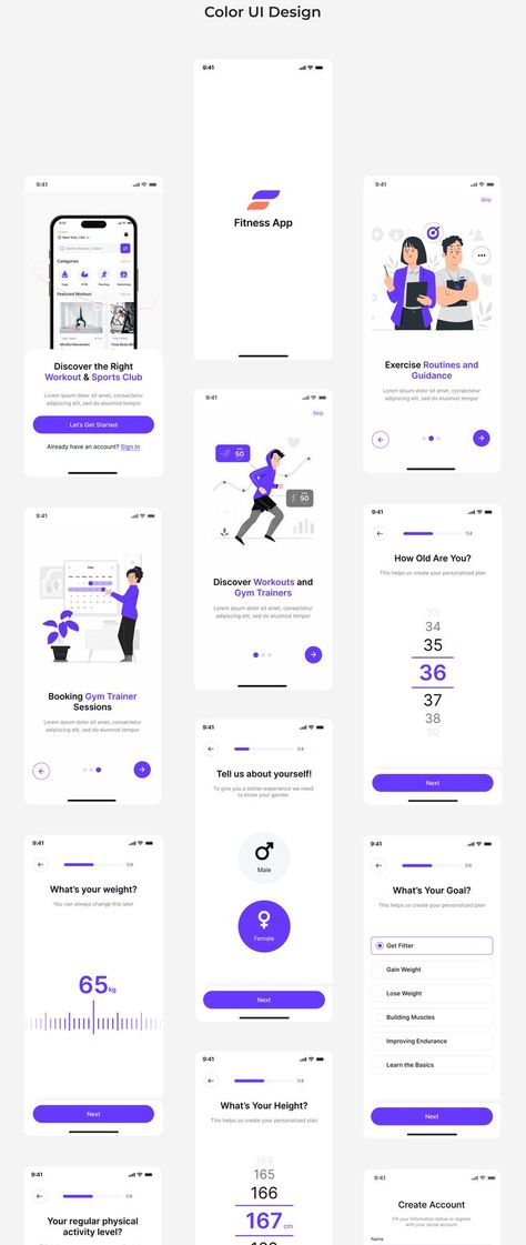 Fitness App | GYM App | Workout App | Figma UI Kit | App UI Design | Sports Club App | UI UX Design Gym App Design, Fitness App Ui Design, Fitness Apps Design, App Workouts, Fitness App Ui, App Workout, Checklist App, Fitness Tracker App, Gym App