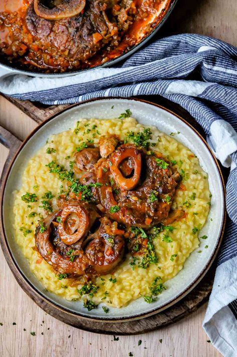 Ossobuco alla Milanese (Braised Veal Shanks) Milanese Recipe, Veal Shank, Make Your Own Pasta, Veal Recipes, Buttered Noodles, White Wine Sauce, Creamy Parmesan, Dutch Oven Recipes, Italian Recipes Authentic