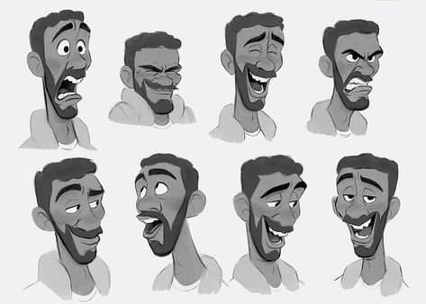 Pixar Animation Studios Guy Expressions Drawing, Talking Face Reference, Disney Expression Sheet, Character Face Expressions, Disney Style Art, Asian Character Design Male, Expression Chart, Sara Faber, Pixar Character Design