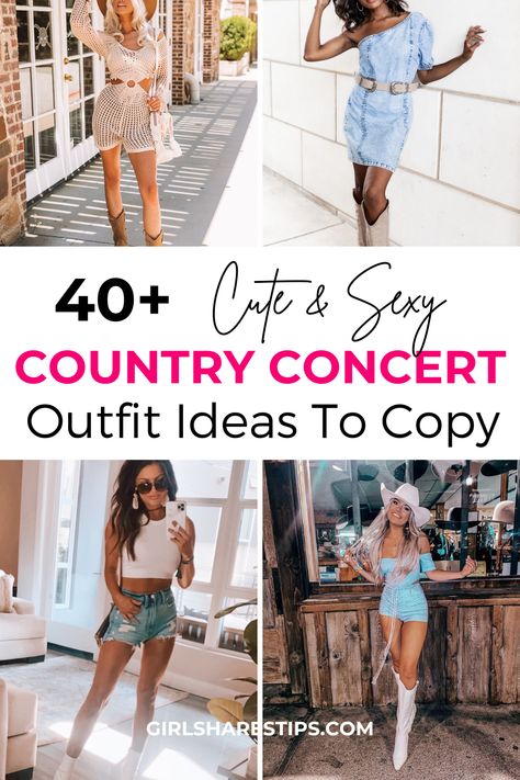 Are you looking for trendy outfits to wear to a country music concert? Whether you're heading to an outdoor amphitheater or an indoor arena, it's important to look your best while still feeling comfortable. Check this post for the perfect country concert outfit ideas that are sure to make you stand out from the crowd! | country concert outfit | country concert outfit summer | country music festival outfits | stagecoach outfit | country concert outfit outdoor | country concert outfit jeans Outfit Ideas For Outdoor Concert, Outfits For A Country Concert Summer, 2023 Country Concert Outfit, Dixie Chicks Concert Outfit Summer, Cute Outfits To Wear To A Country Concert, Country Concert Outfit Flannel, Cou Try Concert Outfits Summer, Darius Rucker Concert Outfit, Luke Combs Concert Outfit Ideas