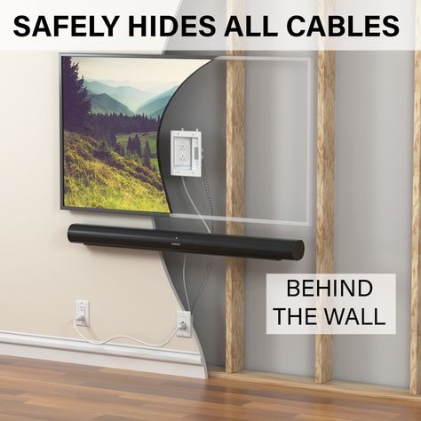 Cable Management Diy, Cable Management Wall, Hide Tv Cables, Soundbar Tv, Sound Bars, Hide Cables, Modern Tv Units, Hide Wires, Wall Safe