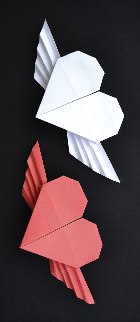 Cute Easy Origami, Easy Origami Tutorial, Origami Tutorial Easy, Cute Paper, Origami Heart, Money Origami, Easy Origami, Heart With Wings, Paper Heart