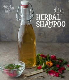 Create and customize your own all-natural DIY Herbal Shampoos by choosing and combining your favorite herbs, oils and essential oils in this easy to make & personalize recipe. Hair Rinse Diy, Natural Shampoo Diy, Awapuhi Shampoo, Shampoo Diy, Diy Shampoo Recipe, Cheap Shampoo, Savon Diy, Herbal Shampoo, Shampoo Recipe