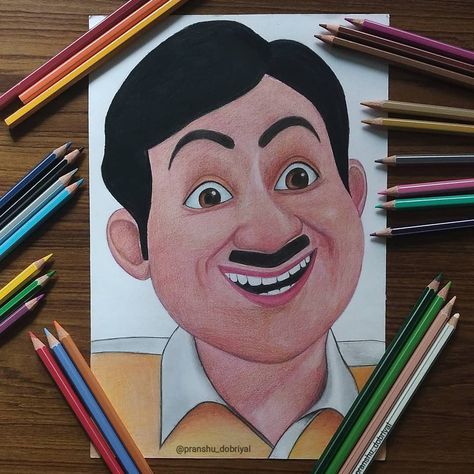 Jethalal cartoon character drawing Jethalal Cartoon Sketch, All Cartoon Drawing, Easy Drawing Ideas Colorful, Painting Ideas Of Cartoons, Animated Characters Drawings Sketches, Jethalal Drawing Sketch, Drawing Of Cartoon Characters, Cartoon Characters Drawing Ideas, Tmkoc Drawing