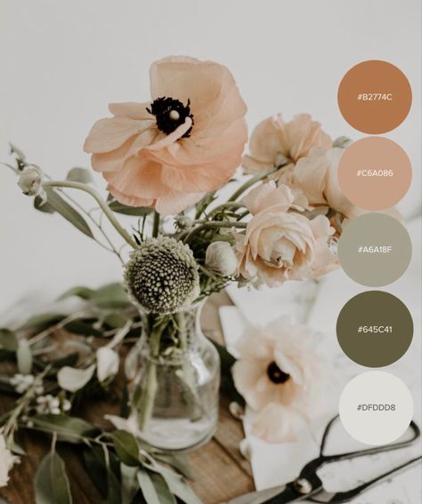 Muted Earth Tone Color Palette Wedding, Natural Wedding Palette, Spring Neutral Color Palette Wedding, Wedding Color Schemes For March, Neutral Floral Color Palette, Wedding Color Palette August, Muted Spring Color Palette Wedding, September Wedding Ideas Color Palettes, Rustic Spring Color Palette