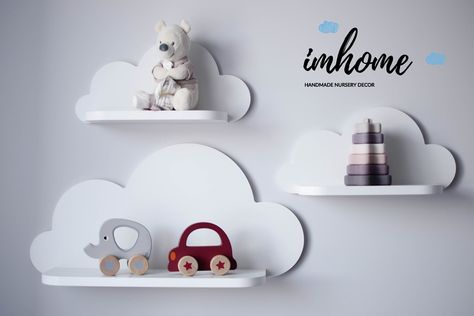 Wooden Shelf Decor, Cloud Shelves, Cloud Shelf, Baby Nursery Wall Decor, Wall Decor Kids Room, Childrens Lamps, Kids Room Wall, White Cloud, Wall Anchors