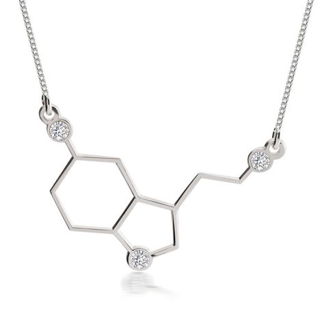 New! HoVV is proud to offer as part of our Exclusive Collection, the Serotonin Necklace which features a beautifully designed pendant shaped by the serotonin molecule, also known as the "happy chemical". The pendant is delicately crafted from high-quality sterling silver, ensuring durability and a brilliant shine. With its sleek and minimalist design, this necklace effortlessly complements any outfit, making it suitable for casual and formal occasions. #nurselife #mothersdaygift #jewelrydesig... Serotonin Necklace, Serotonin Molecule, Mothersday Gifts, Outfit Making, Nurse Life, The Happy, Exclusive Collection, Minimalist Design, Jewelry Design