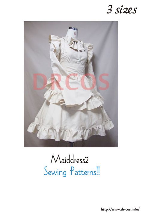 This is the pattern of a Maid dress 2.   cm size(A4 size) Ladies'-S,M,L At present, only Japanese. Maid Outfit Sewing Pattern, Maid Dress Sewing Pattern, Maid Dress Pattern Free, Maid Dress Pattern, Cosplay Sewing Patterns, Remaking Clothes, Crafting Templates, Maid Outfit Cosplay, Dress Sewing Patterns Free