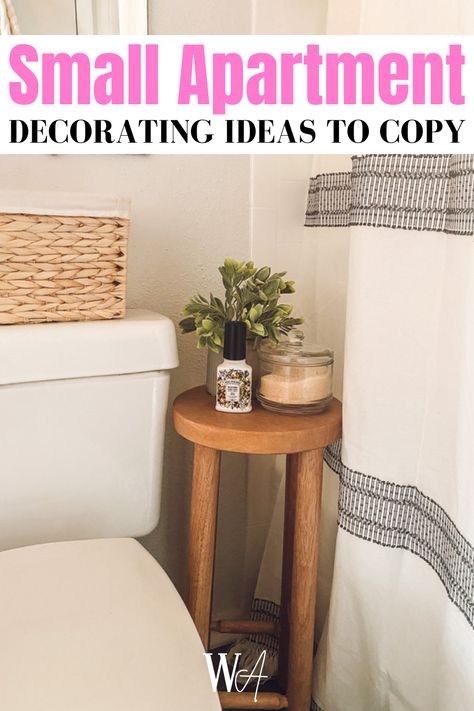 This post is all about small apartment decorating ideas. Mini Home Decor Ideas, Cheap Apartment Decorating Renting, Small Space Hacks Tiny Apartments, Single Room Apartment Ideas, Small Apartment Hacks Rental, Small Apartment Decorating Cozy, Small Apartment Bathroom Decor, Ugly Apartment Decorating, Small Bathroom Ideas Apartment