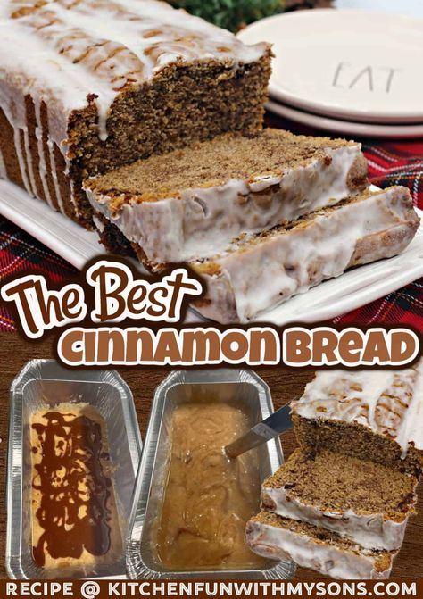 This Cinnamon Bread is super moist, soft, and packed with a delicious cinnamon swirl that’s hard to resist. Plus, this incredibly easy quick bread is topped with a cinnamon glaze that gives it the perfect touch of sweetness. Brown Sugar Cinnamon Bread, Quick Bread Recipes Easy Simple, Cinnamon Bread Machine Recipes, Cinnamon Donut Bread, Bread Flavor Ideas, Cinnamon Bread Machine, Easy Cinnamon Bread, Cinnamon Swirl Quick Bread, Cinnamon Quick Bread